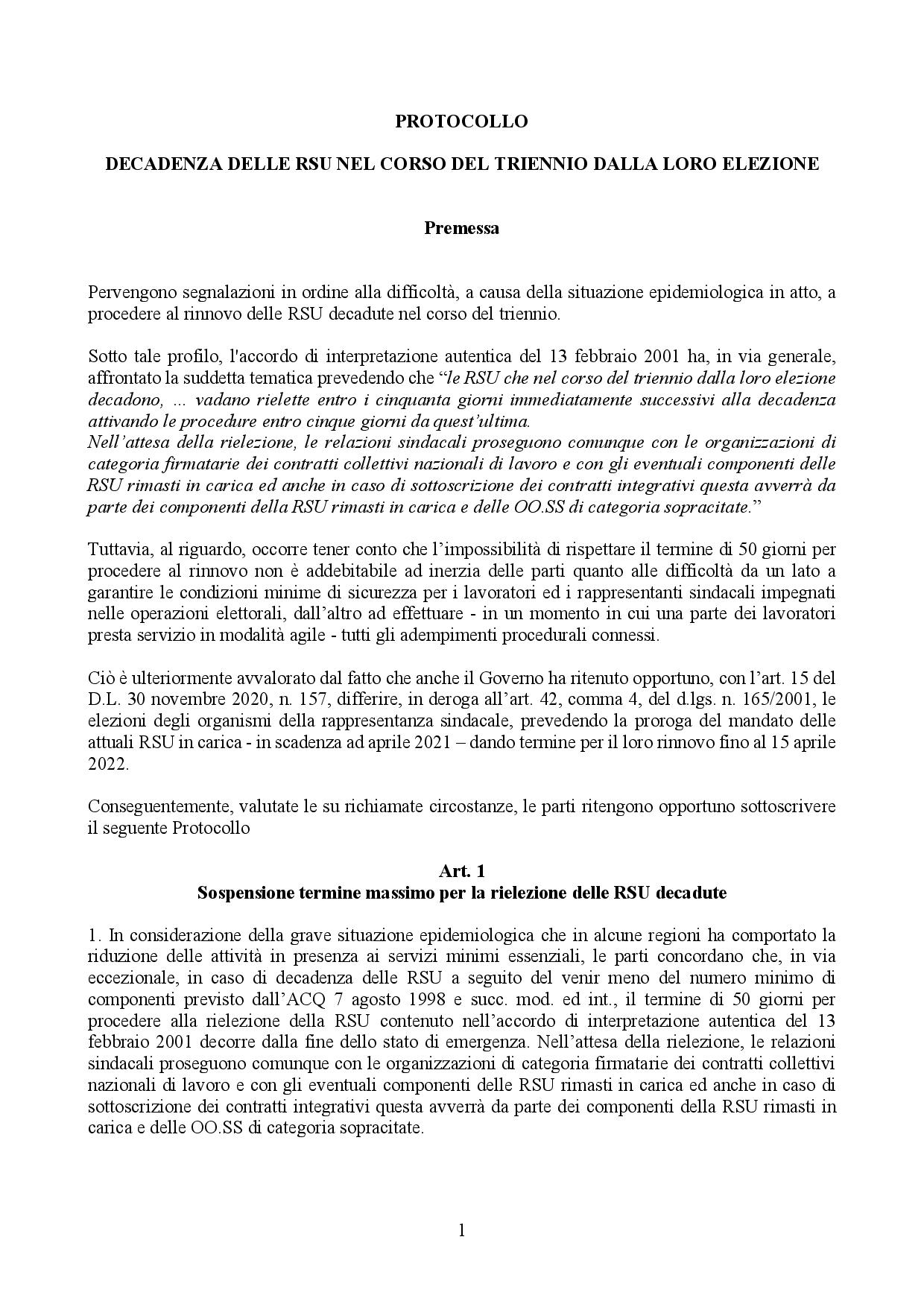 15.12.2020 Protocollo ARAN CONF su decadenza RSU in emergenza Covid page 002