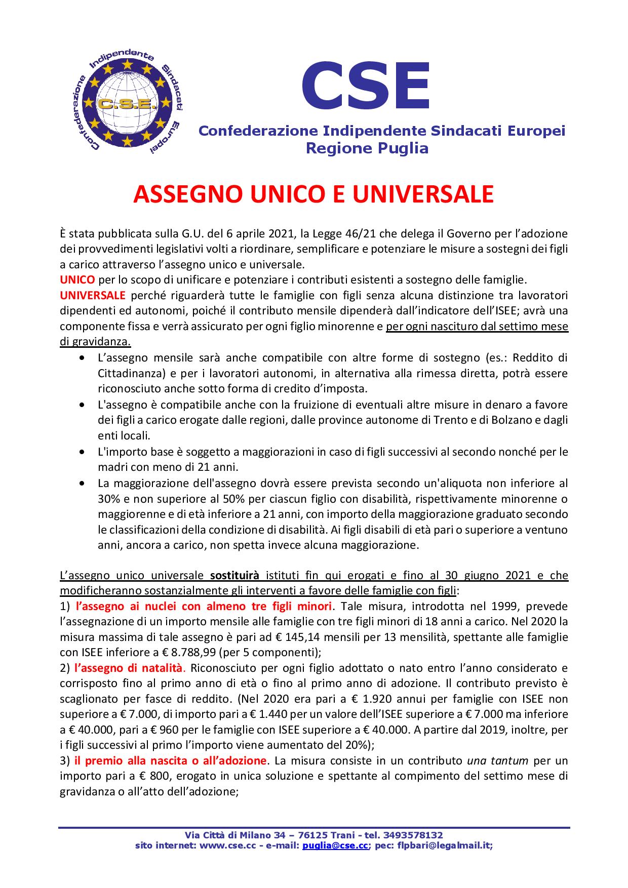ASSEGNO UNICO E UNIVERSALE page 001