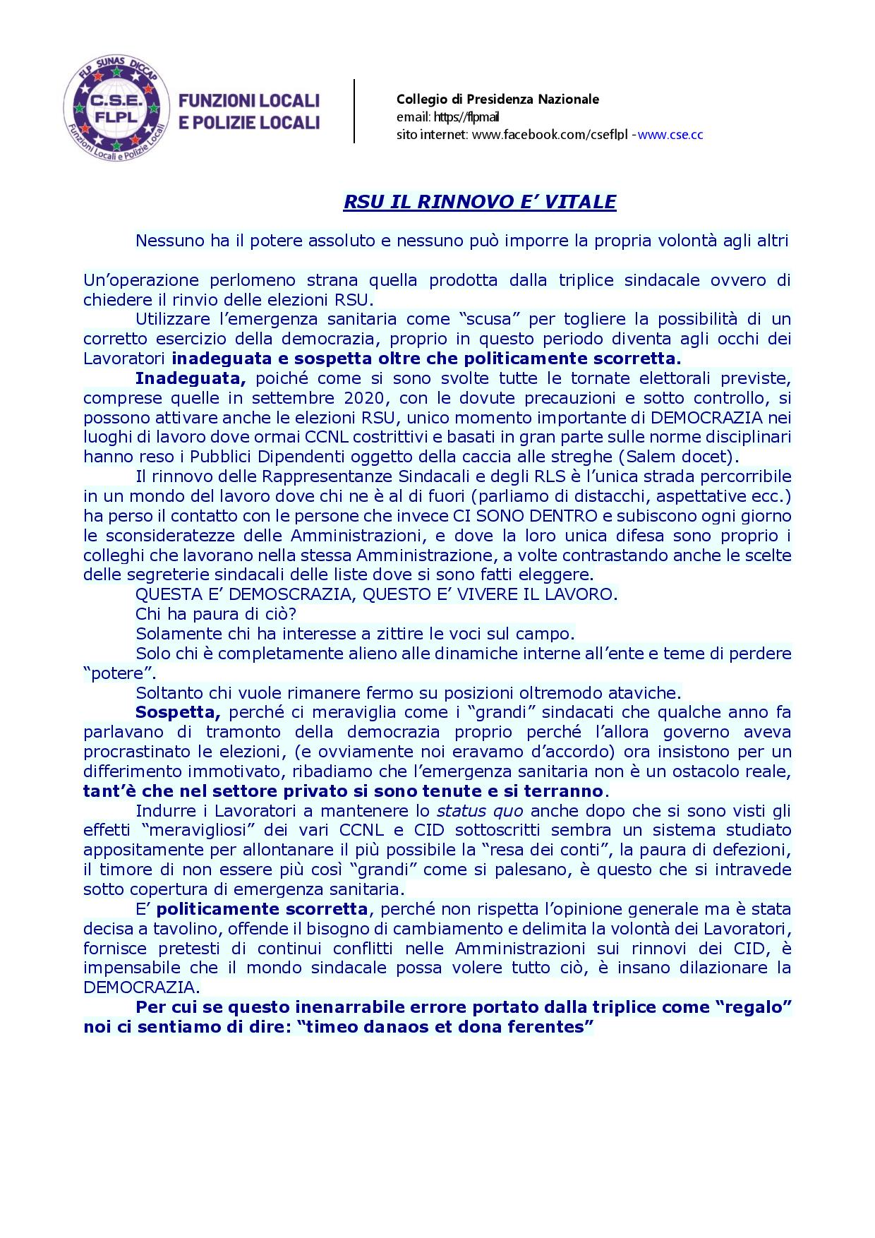 CSE FLPL rinvio elezioni rsu page 001