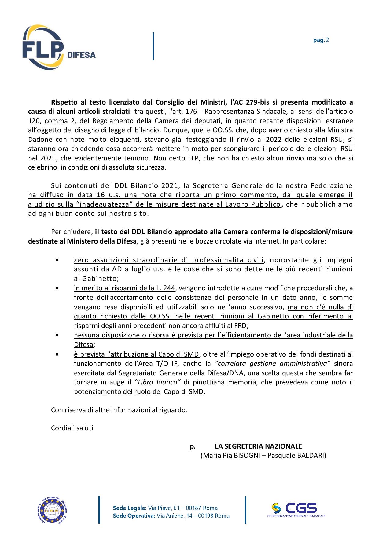 Notdif 103 21.11.2020 DDL A.C. 2791 bis articolato e altri documenti DDL Bilancio 2021 page 002