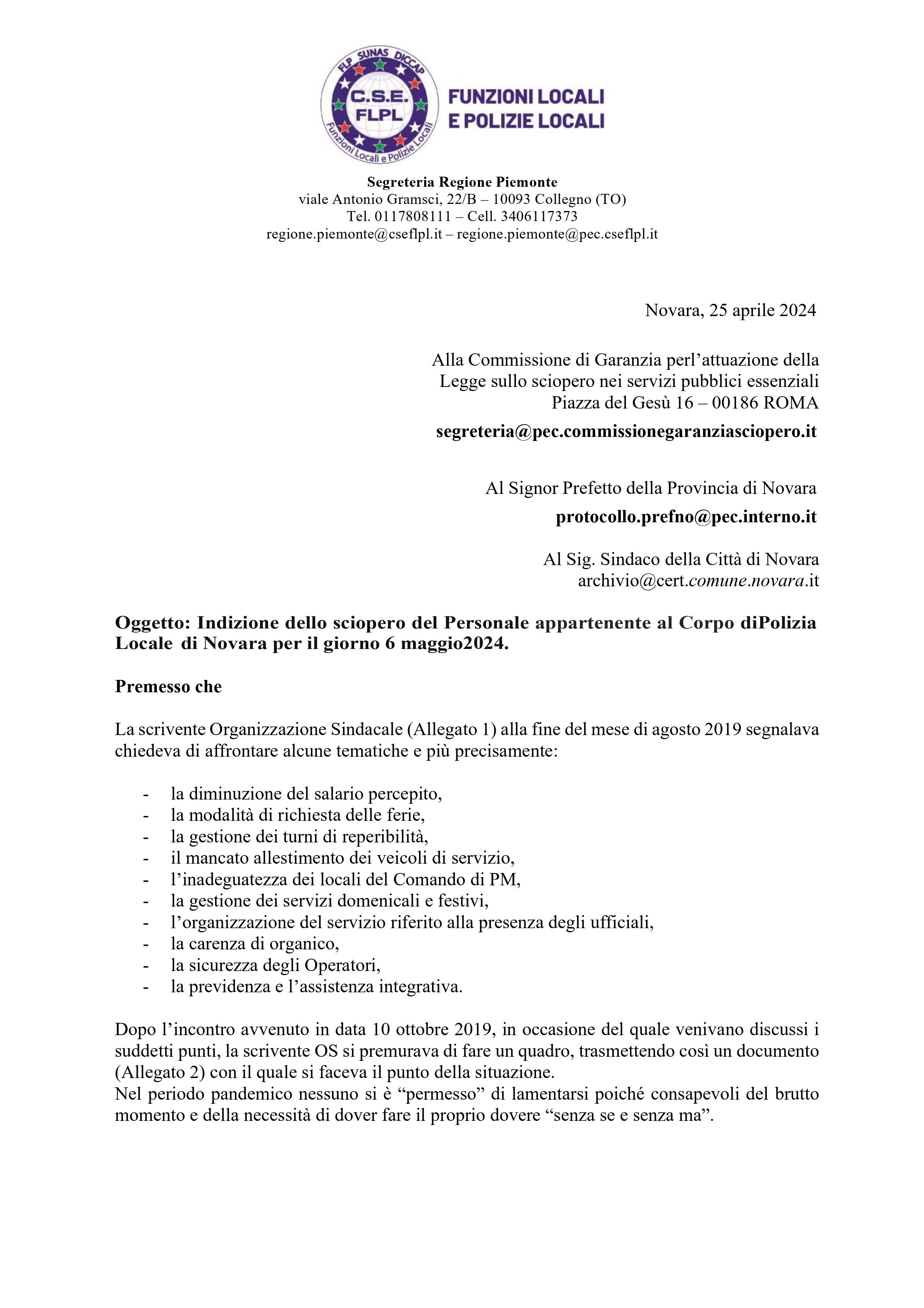 SCIOPERO NOVARA 6 MAGGIO 2024 immagini 1