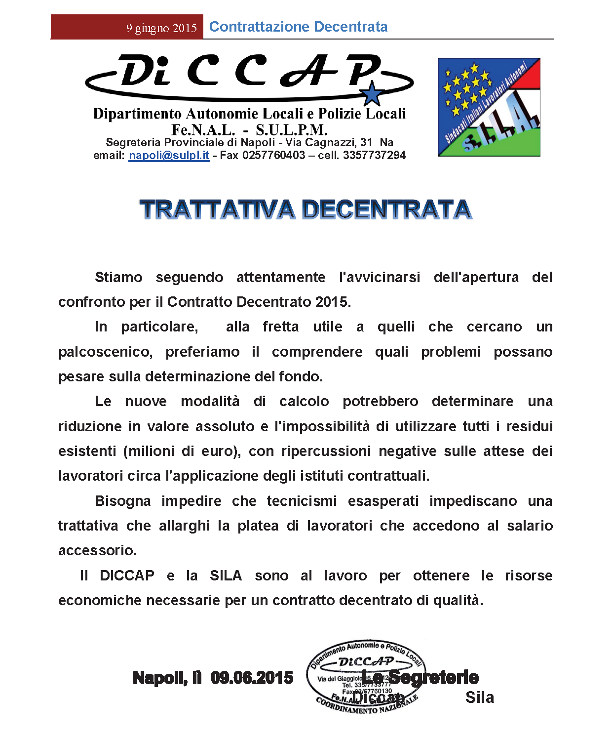 contrattazione decentrata