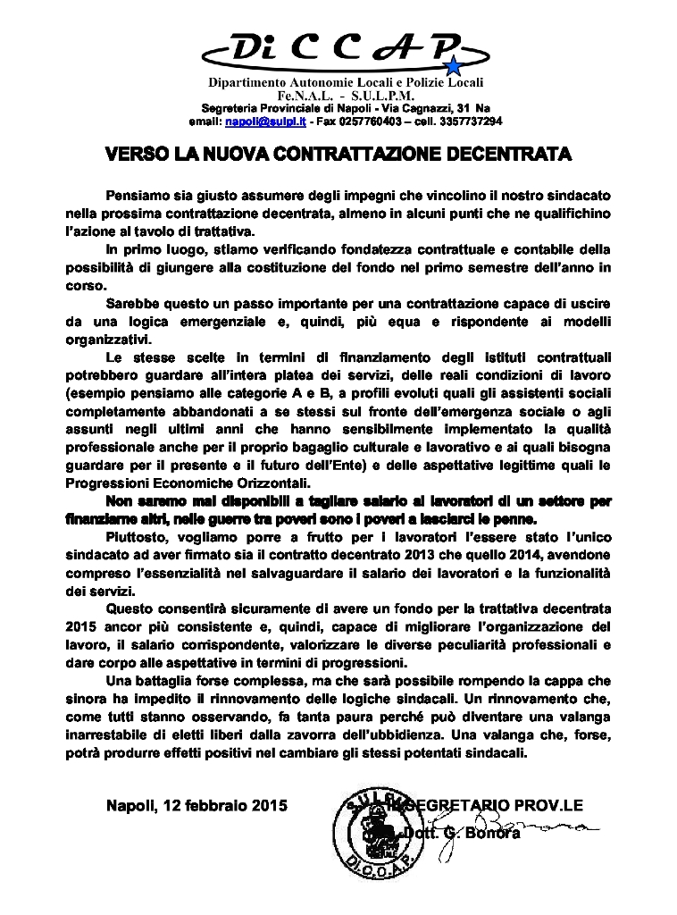 contrattazione decentrata 2015