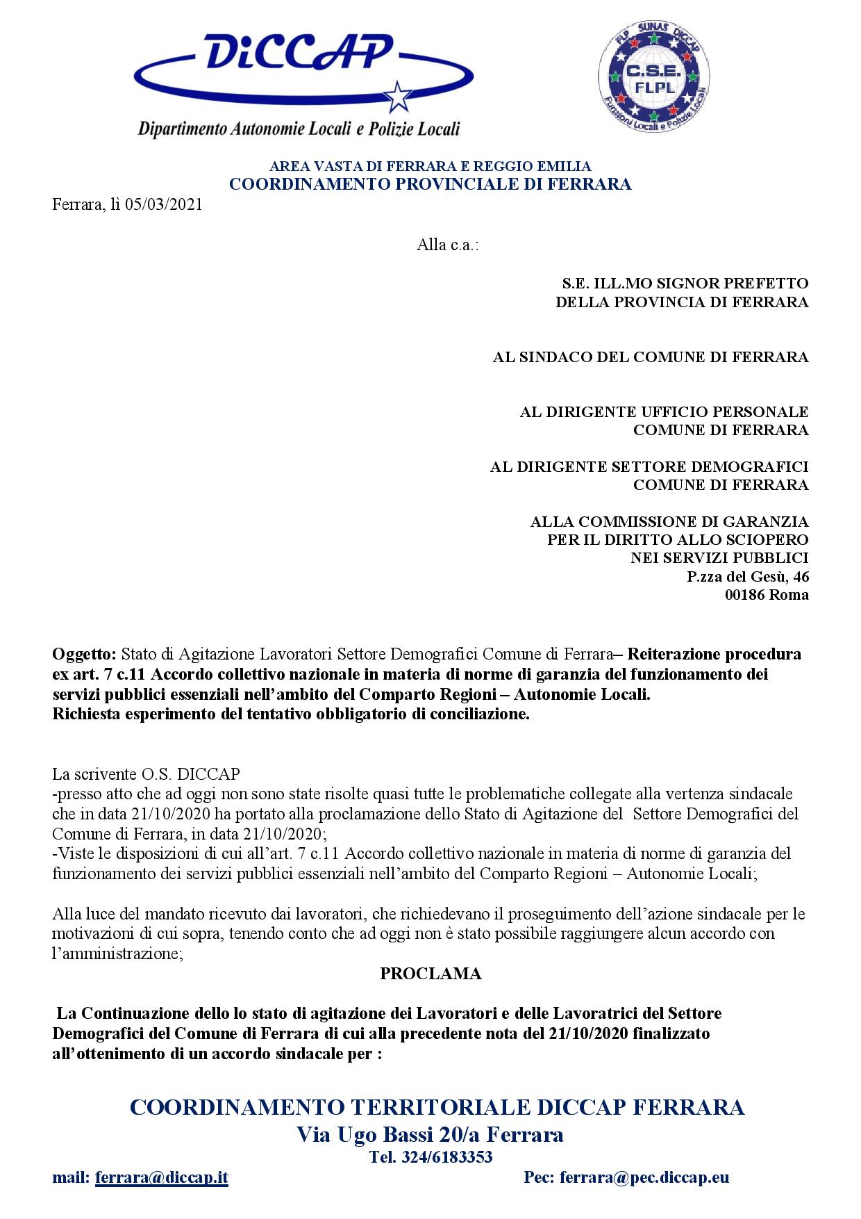 reiterazione procedura stato di agitazione settore demografici 1 page 001