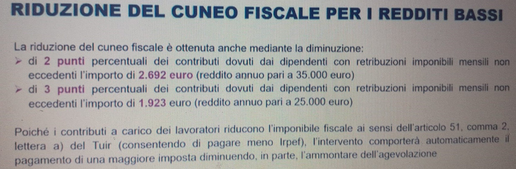 riduzione cuneo fiscale